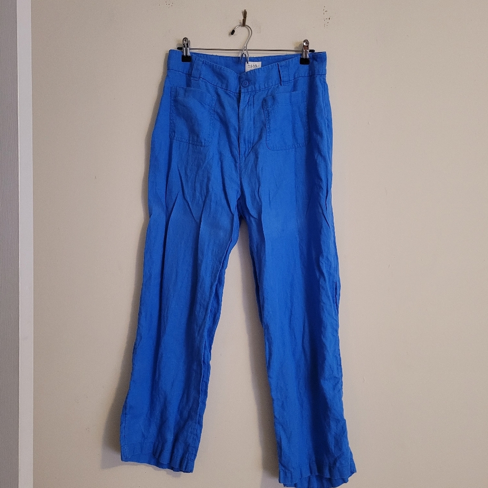 100% Linen Straight-Leg Pants